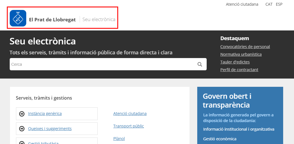 logotip Ajuntament del Prat de Llobregat seu electrònica