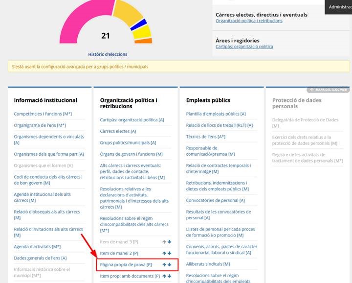 Accedir a l'ítem que vols ocultar